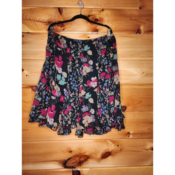 Lauren Ralph Lauren Women's Ruffled Floral Georgette Skirt Multi Size 12 - Picture 16 of 16